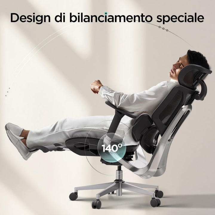 Hbada E3 Pro Ergonomischer Bürostuhl mit 3-Zonen dynamischer Lendenwirbelstütze, 4D verstellbare Kop