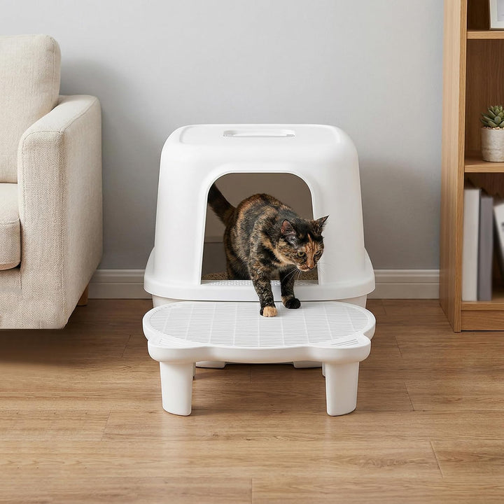 Katzentreppe für Katzentoilette, rutschfeste Trepp mit Filterfunktion, Robust &amp; Leicht zu Reinigen,