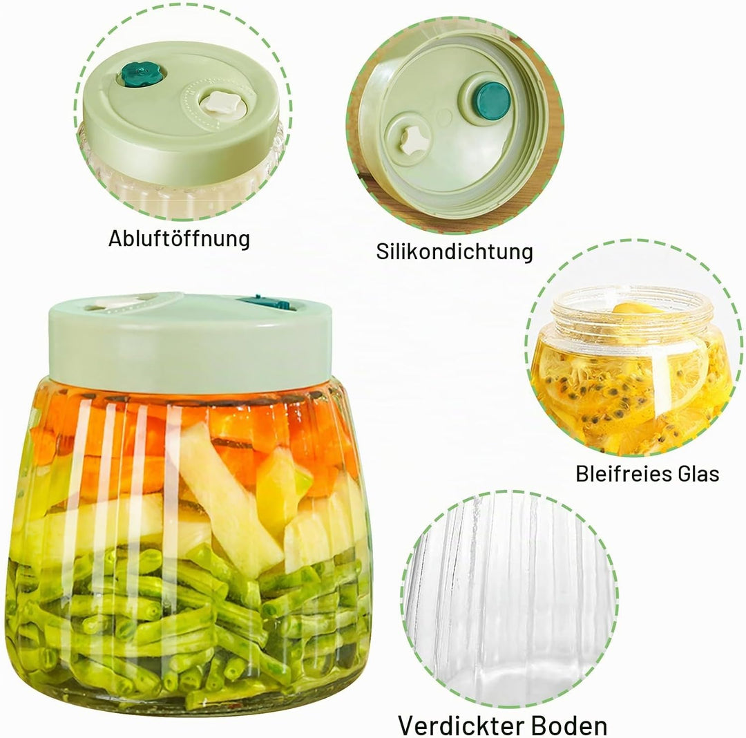 2 Stück Fermentierglas Mit Gärventil 1000ml, Gärglas Mit Luftauslassventil, Fermentation Jar Ferment