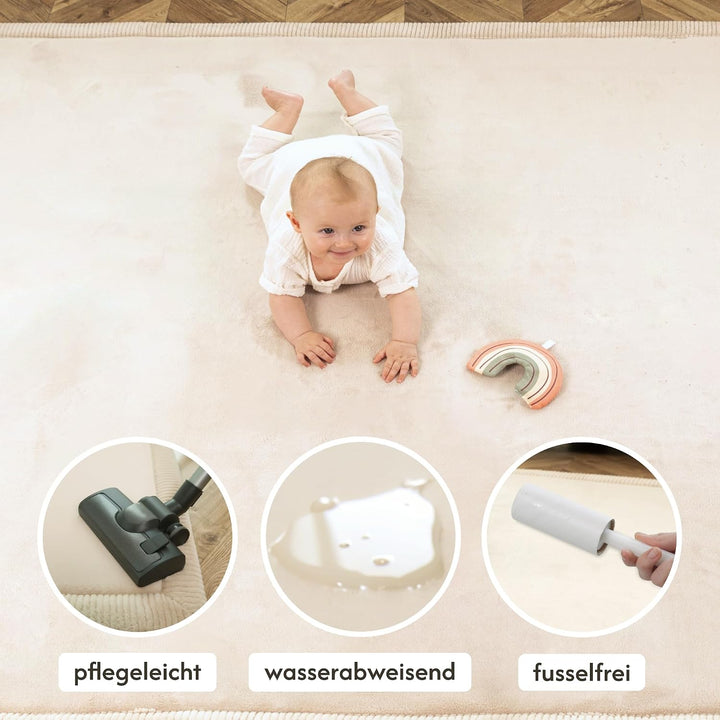Wolkenweiche Samtmatte-Spielmatte Baby 150x80x2,5cm, grau – Kinderteppich mit hochwertigem Memory-Sc