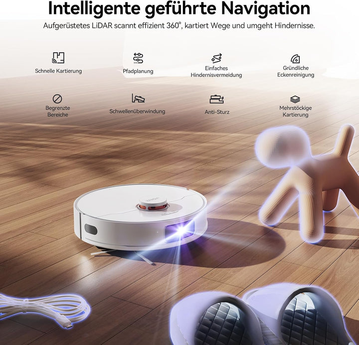 JONR T5 Pro Saugroboter mit Wischfunktion, 8000Pa Staubsauger Roboter mit ausziehbarem Wischmopp, au