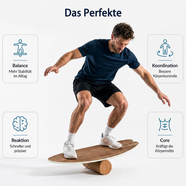 Balance Board Erwachsene | Surfing Balance Board Set | Holz Balanceboard Holzfarbe, Holzfarbe