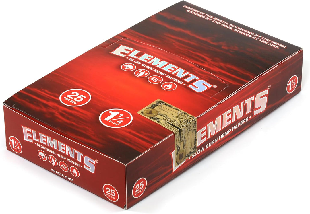 Elements Red 1 1/4 Medium Size Hanf Papers 1 Box (25 Heftchen)