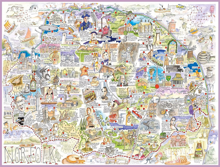 Map of Norfolk Jigsaw 1000 Piece Puzzle