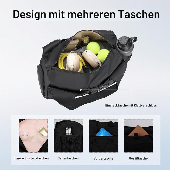Sporttasche Damen - Sporttasche mit Schuhfach und Nassfach - Gym Tasche Leicht Wasserabweisend - Rei