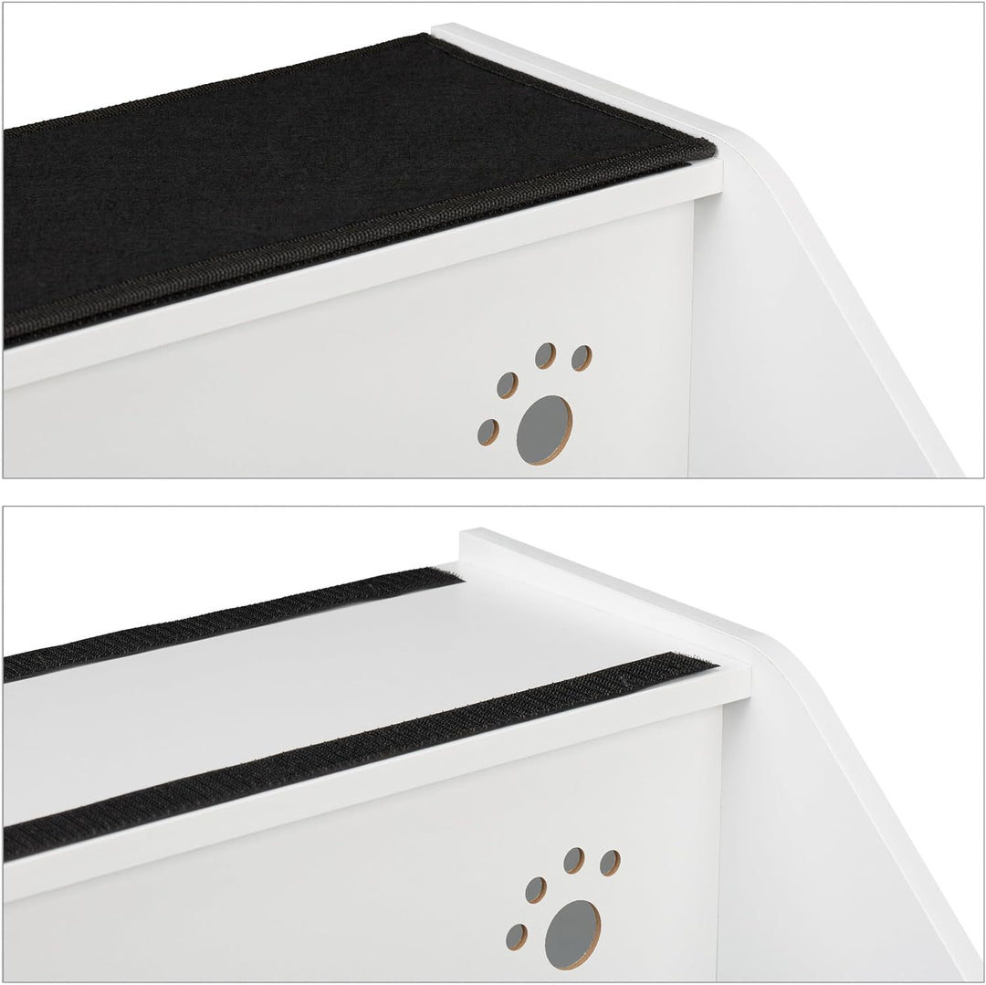 Relaxdays Hundetreppe 3 Stufen, Hunde &amp; Katzen, HBT 52,5x42x60 cm, Haustiertreppe Teppich, Bett &amp; Co