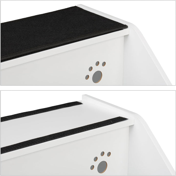 Relaxdays Hundetreppe 3 Stufen, Hunde &amp; Katzen, HBT 52,5x42x60 cm, Haustiertreppe Teppich, Bett &amp; Co