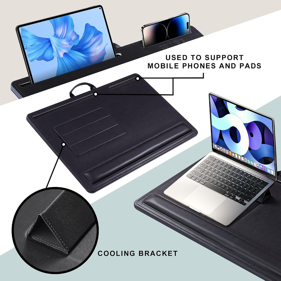 CENNBIE Extragrosser Laptoptisch aus Leder mit Memory-Schaum-Kissen, 60x40 cm, verstellbar für Lapto