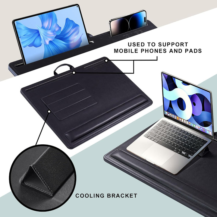 CENNBIE Extragrosser Laptoptisch aus Leder mit Memory-Schaum-Kissen, 60x40 cm, verstellbar für Lapto