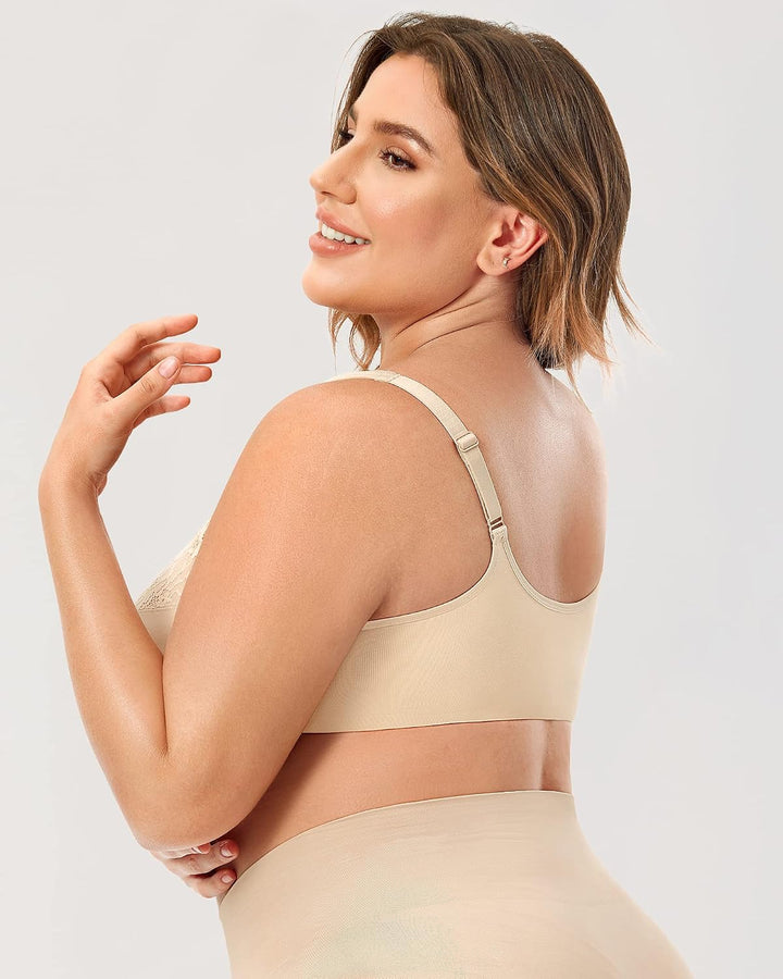 DELIMIRA Damen Vorderverschluss BH mit Bügel 80G Beige, 80G Beige
