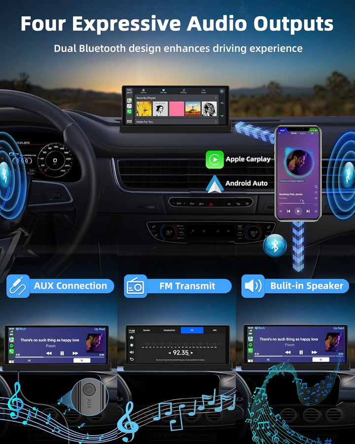 2026 Einzigartig Carplay Display Android Auto Display mit Basishalterung, 10,26 Zoll Auto Bildschirm