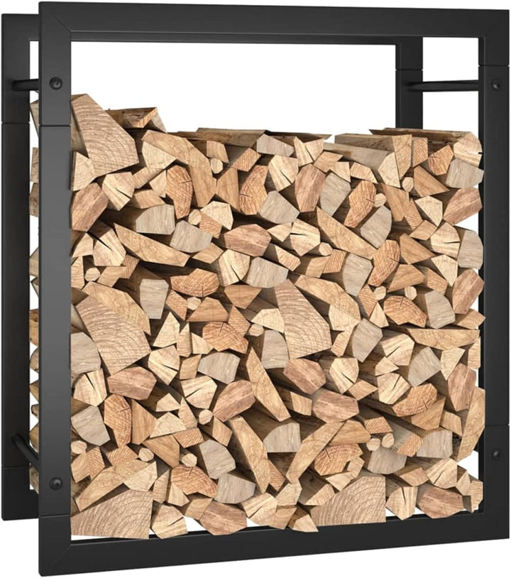 Homgoday Kaminholzregal Mattschwarz 50x28x56 cm Stahl - Feuerholzlagerung für Winterwärme Model35030