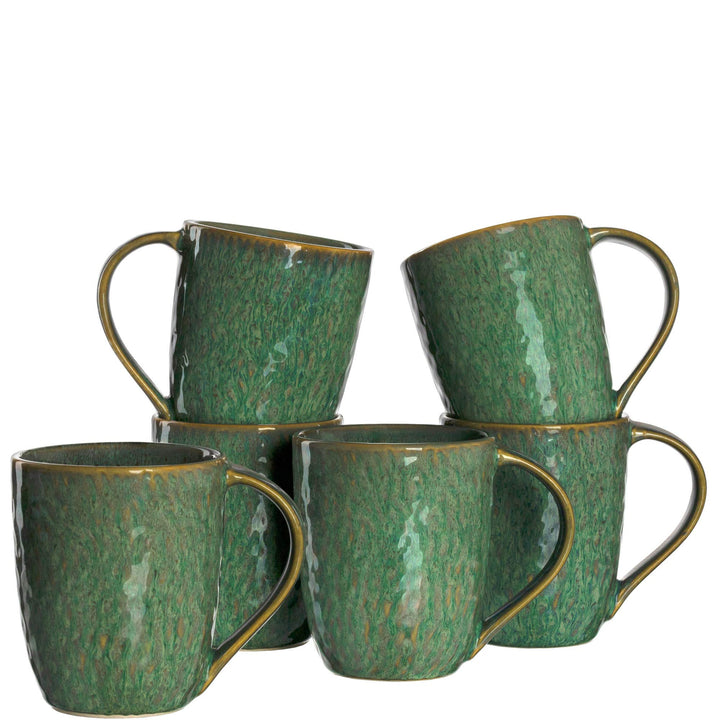 LEONARDO HOME 018543 MATERA 6er Set Becher, Keramik, grün, Grün