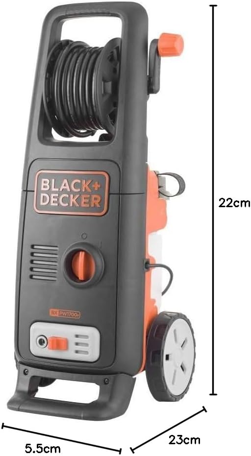 BLACK+DECKER Hochdruckreiniger BXPW1700PE mit Patio Cleaner und Feste Bürste (1700 W, 130 bar, 420 l