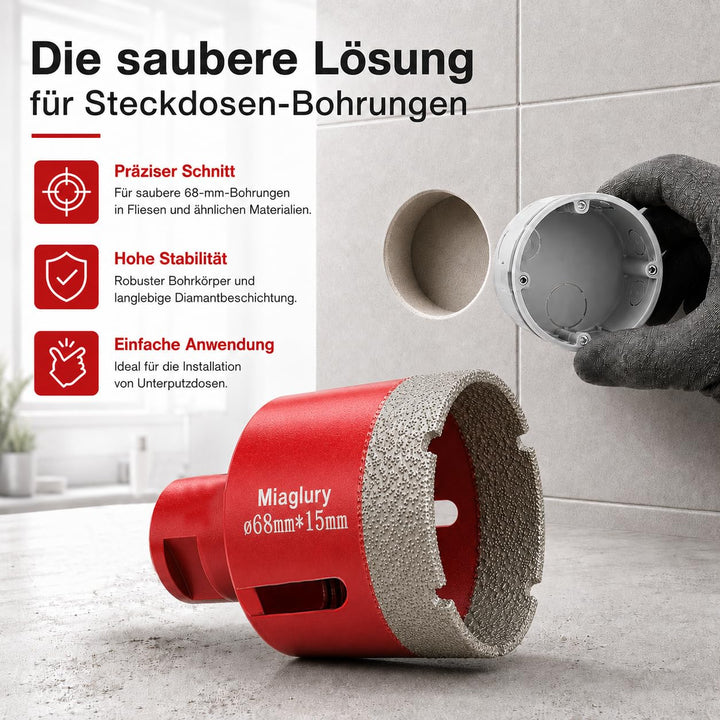 M14 Diamant Fliesenbohrer 68mm mit 15mm Segmenthöhe Ø 68mm, Ø 68mm