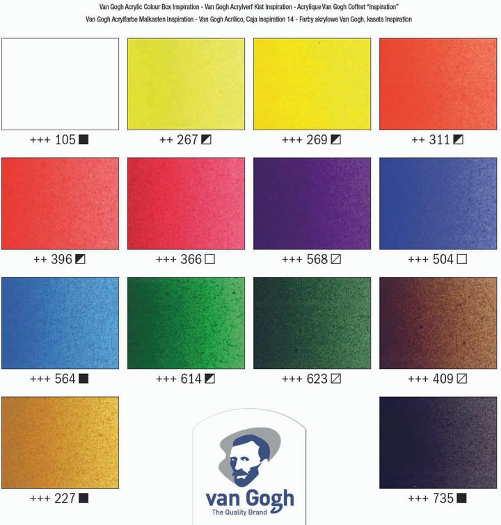 Talens VAN GOGH Acrylfarbe Inspiration Holzkasten mit 14 Tuben 40ml u. Zubehör