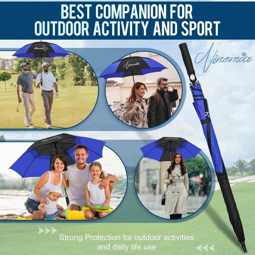 NINEMAX Golf Regenschirm Gross Sturmfest XL/XXL, Grosser Regenschirm Sturmfest Stabil, Golfschirm Gr