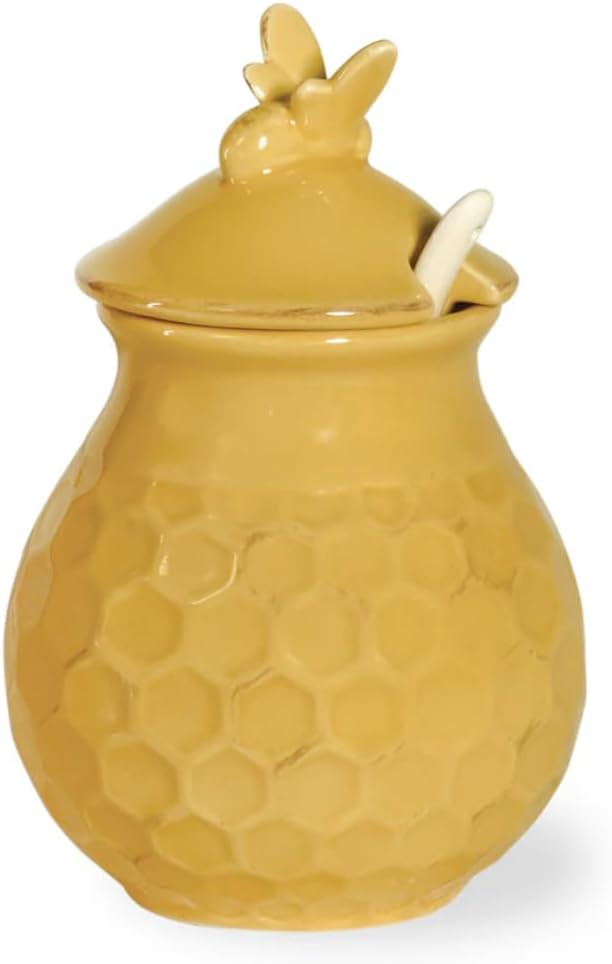 Boston International Geprägte Keramik Creme und Zucker-Set, 2-teilig, Wabenmuster Sahne / Zucker, Sa