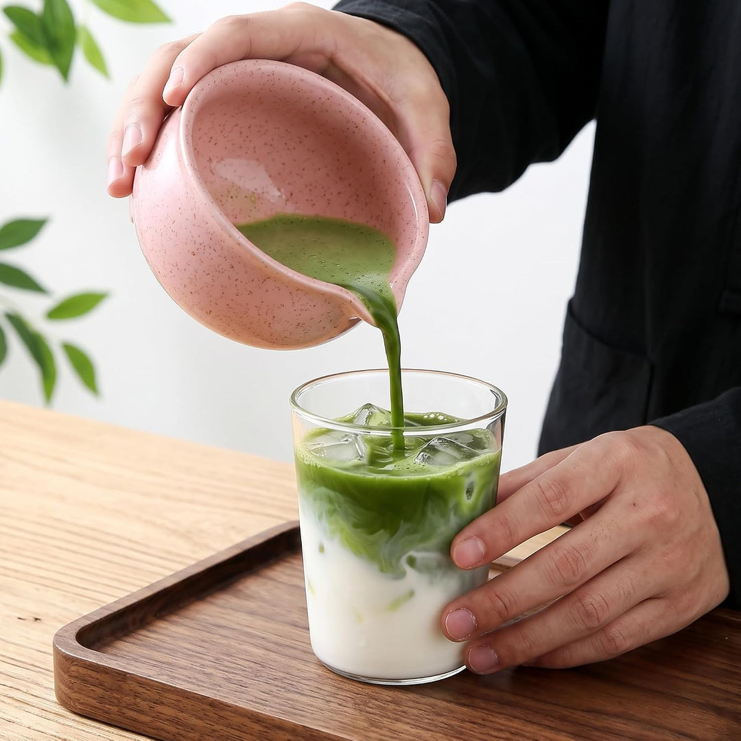 Matcha Set Rosa 7-teilig Bambus Matcha Besen Set Matcha Schalen Set, Rosa