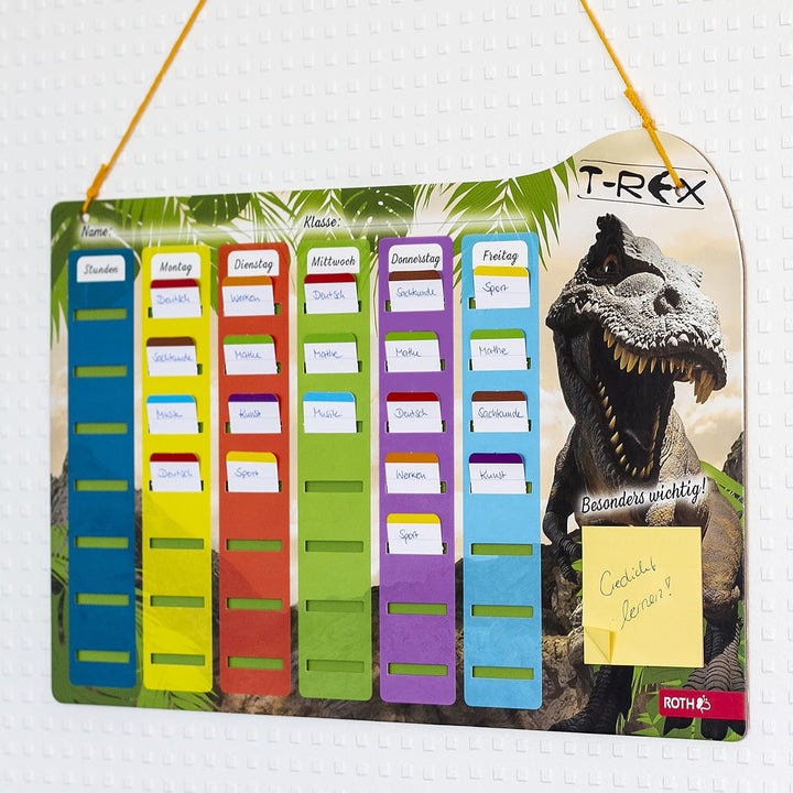 ROTH Klipp&amp;Klar Stundenplan Steck Fix - Tyrannosaurus, A3 - ideal für Jungen in der Grundschule, Din