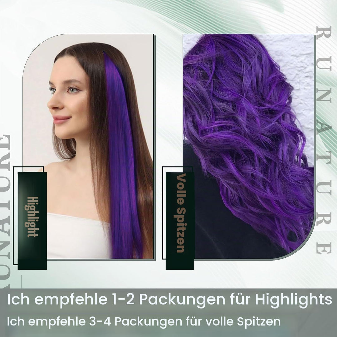 RUNATURE Extensions Echthaar Bondings Lila 45cm Bunte Echthaar Extensions Bondings Lila Extensions E