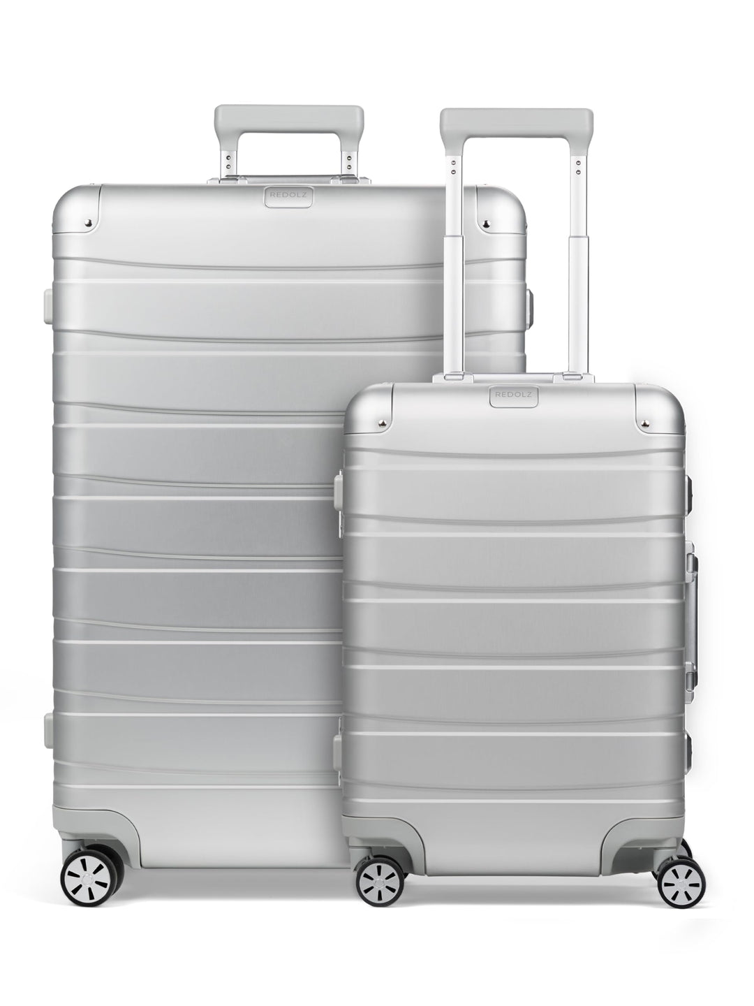 REDOLZ Pro Aluminium Koffer Set 2-teilig Handgepäck 55 cm + XL Reisekoffer 77 cm | Cabin &amp; Check-In
