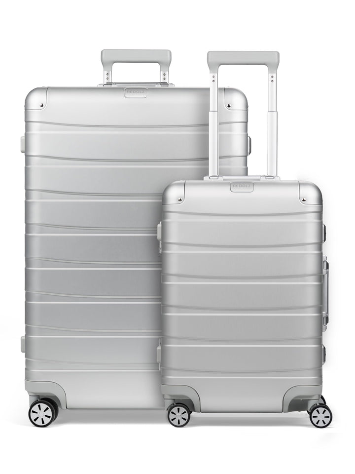 REDOLZ Pro Aluminium Koffer Set 2-teilig Handgepäck 55 cm + XL Reisekoffer 77 cm | Cabin &amp; Check-In