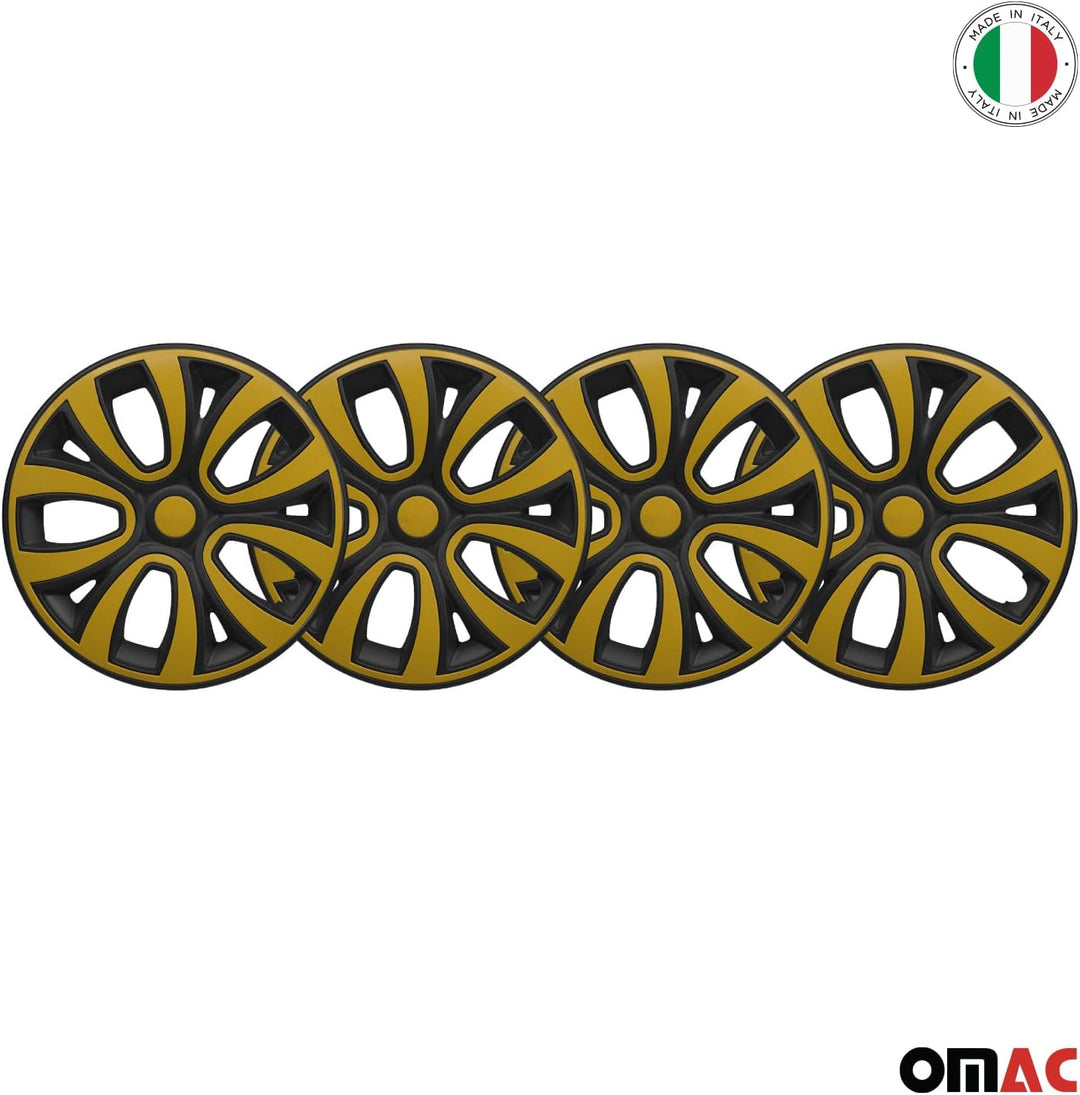 OMAC Radkappen 15" 241 Schwarz Gelb Matt 4tlg Matt Schwarz-Gelb 15", Matt Schwarz-Gelb 15"