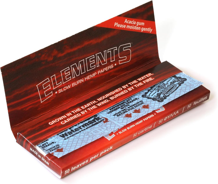 Elements Red 1 1/4 Medium Size Hanf Papers 1 Box (25 Heftchen)