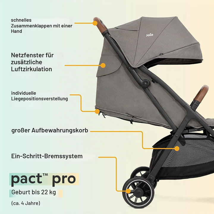 Joie Pact™ Pro Travel-System, Buggy + i-Snug™ 2 Babyschale, ab Geburt Pebble, Pebble