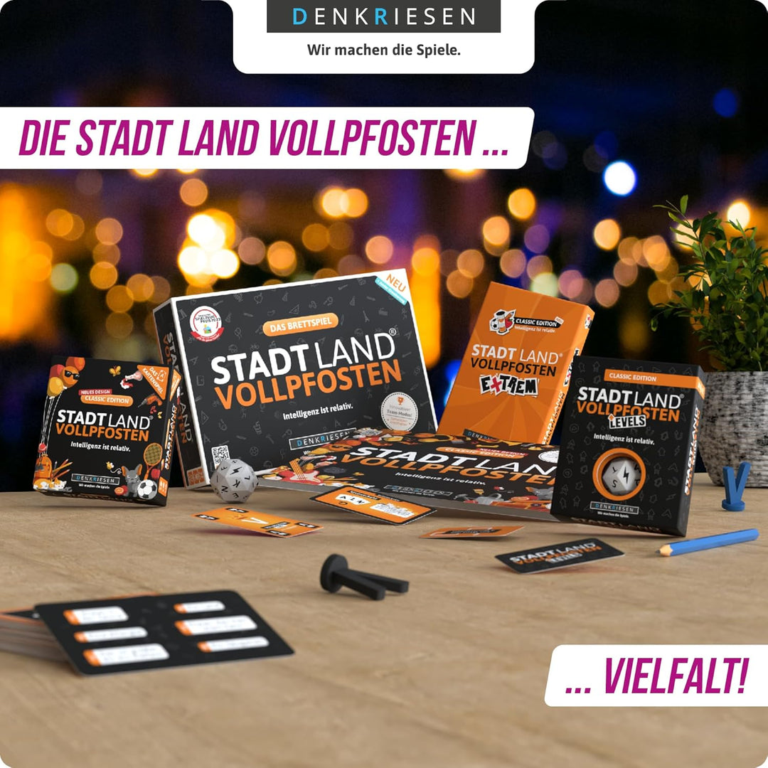 DENKRIESEN - Stadt Land Vollpfosten® – Das Kartenspiel - 70/80/90 Edition - &
