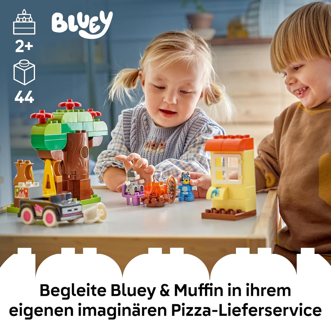 LEGO DUPLO Bluey Pizza-Schwestern mit Muffin und Bluey - Motorikspielzeug für Kleinkinder - Montesso
