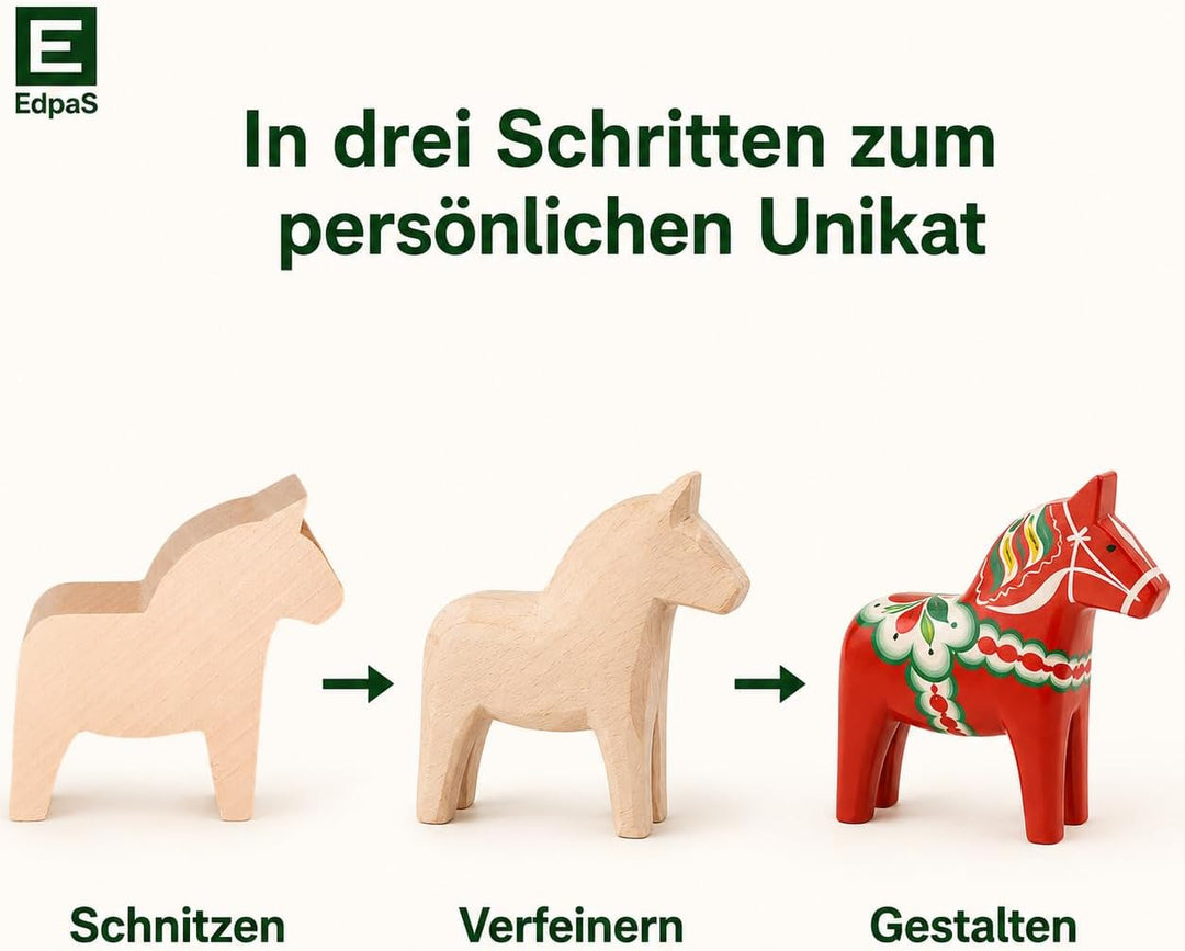 EdpaS Schnitzrohlinge gross aus Lindenholz Tierfiguren Bär Spatz und Dala Pferd - Schnitzholz, Holzr