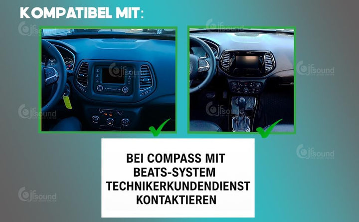 Personalisiertes Autoradio für Jeep Compass Android GPS Bluetooth WiFi USB DAB+ Touchscreen 10" 8cor
