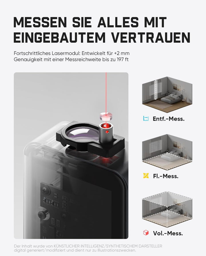 Fanttik A11 Ultra 3-in-1 Laser-Entfernungsmesser, IPS-Touchscreen