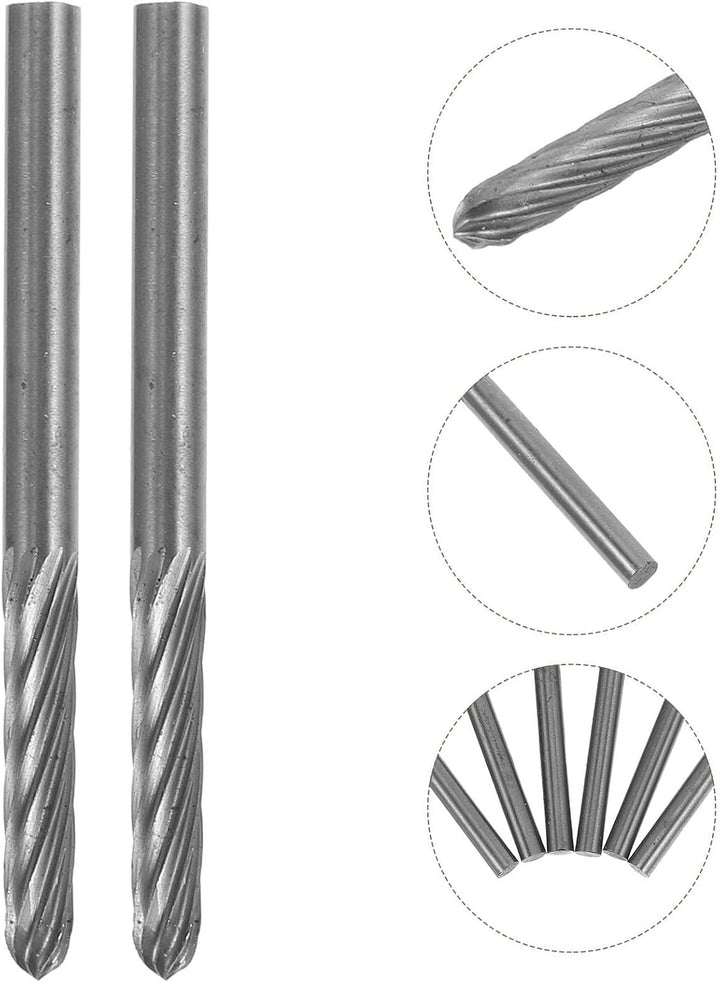 6 Stück Hartmetall Fräser Satz mit 3mm Schaft, Doppelzahn