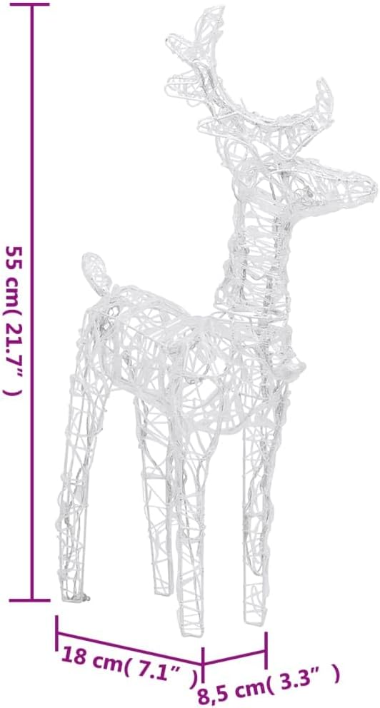 vidaXL Weihnachtsdekoration Rentiere mit Schlitten Beleuchtet Dekofigur Weihnachtsdeko Figur Weihnac