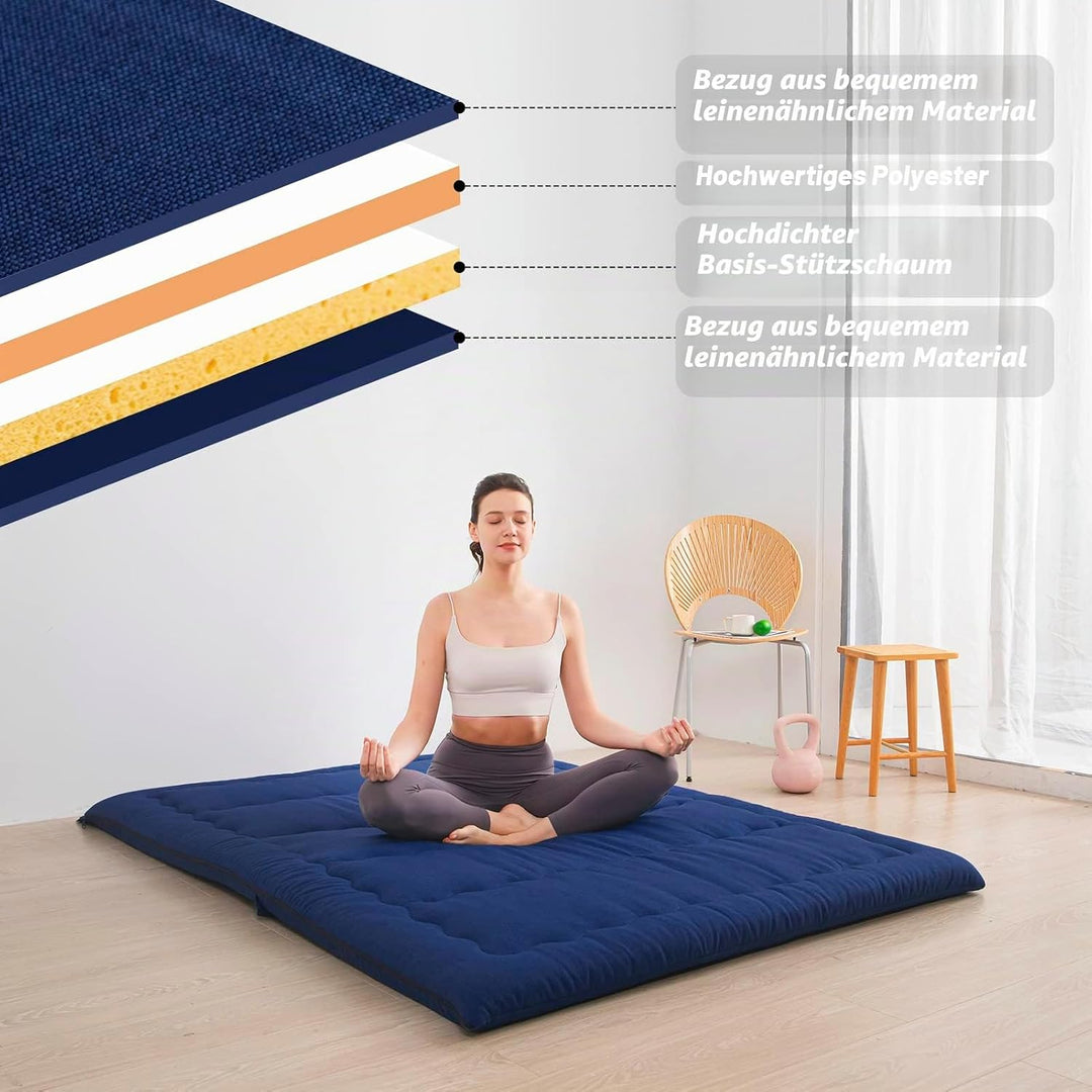 MAXYOYO Tragbarer Faltbarer Futon -Matratze, Hypoallergenischer Stoff Und Speicherschaummatratzenpad