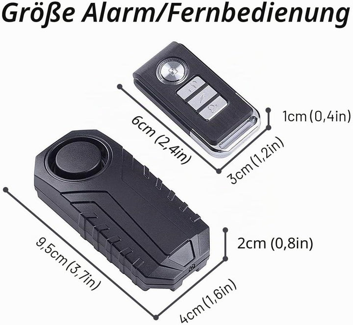 Mengshen 3er Pack Wireless Fahrrad Diebstahlwarnanlage mit Fernbedienung Sicherheit Einbrecher 113dB
