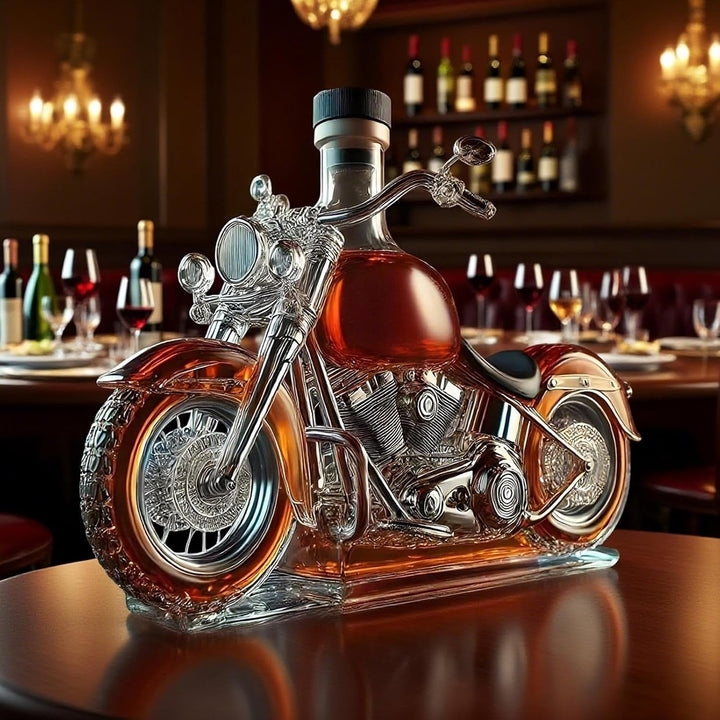Weinflaschen Aus Glas Im Motorrad-Stil Mit Korken – 3D-Whisky-Dekanter Aus Glas Im Motorrad-Stil, Vi