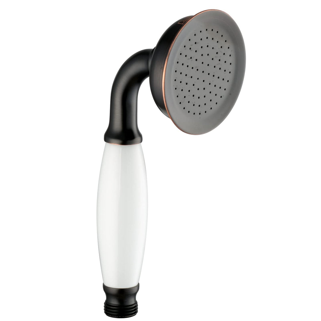Handbrause schwarz retro nostalgie Duschkopf mit weissem Keramikgriff aus massivem Messing hochwerti