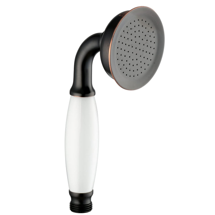 Handbrause schwarz retro nostalgie Duschkopf mit weissem Keramikgriff aus massivem Messing hochwerti