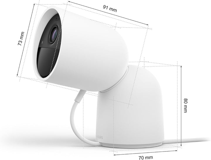 Philips Hue Secure kabelgebundene Kamera mit Standfuss, Weiss, Weiss