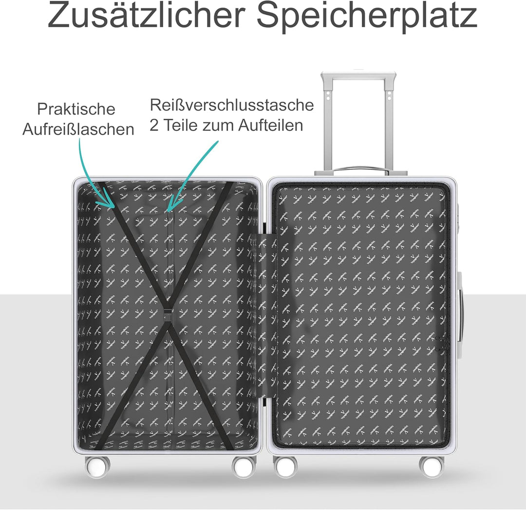 Voyagoux Koffer Handgepäck - 39L, Hartschalenkoffer klein, TSA-Schloss, ABS, 4X 360° Rollen, Robust