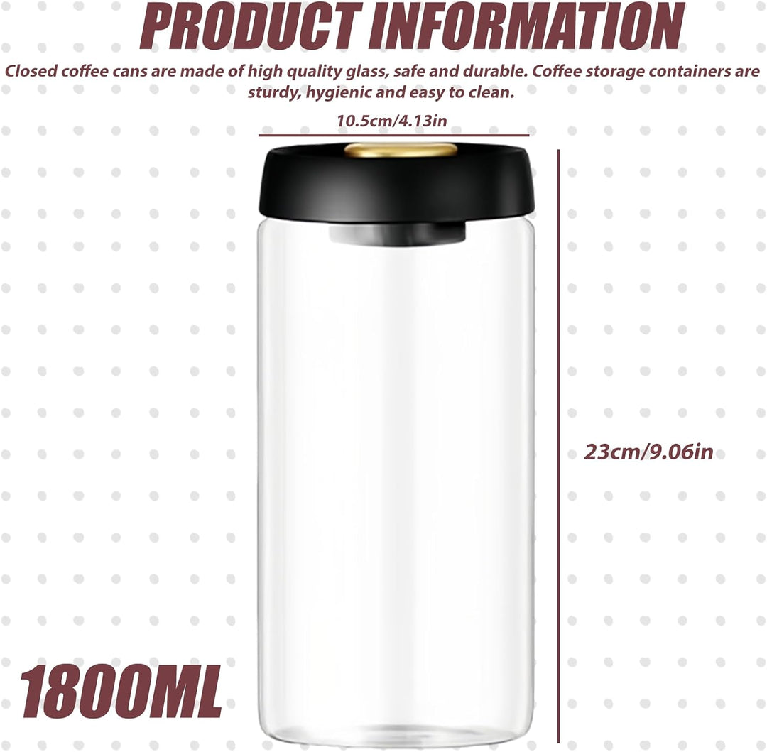 1800ml Luftdichte Kaffeedose: Vorratsdose für Kaffee, Vorratsgläser mit Vakuumdeckel, Vakuum Kaffee