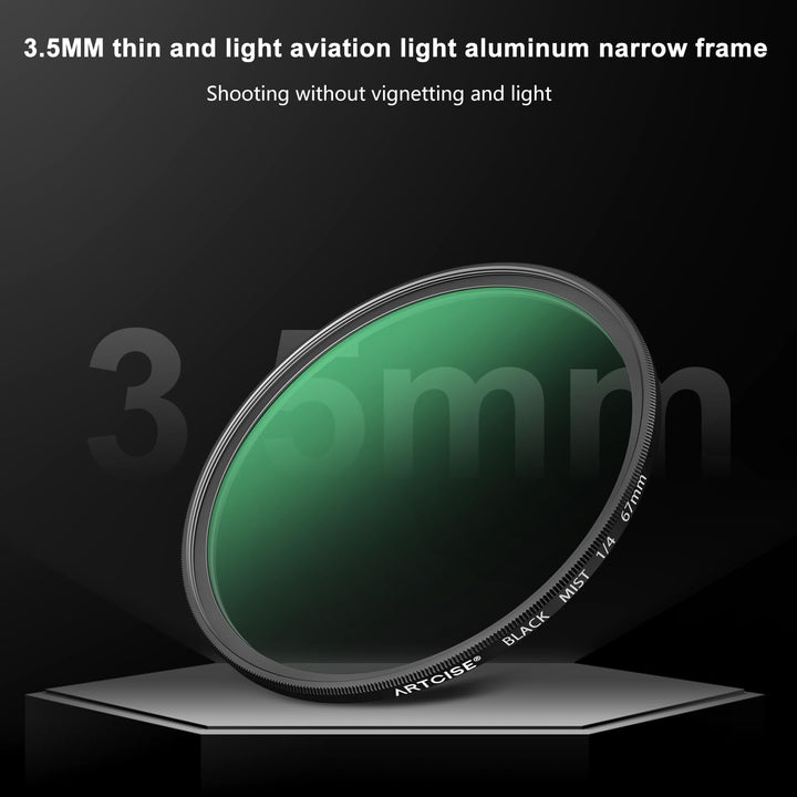 ARTCISE 67 mm schwarzer Diffusionsfilter, 1/4 Filter, Nebel, weiches Licht, Diffusor-Objektivfilter