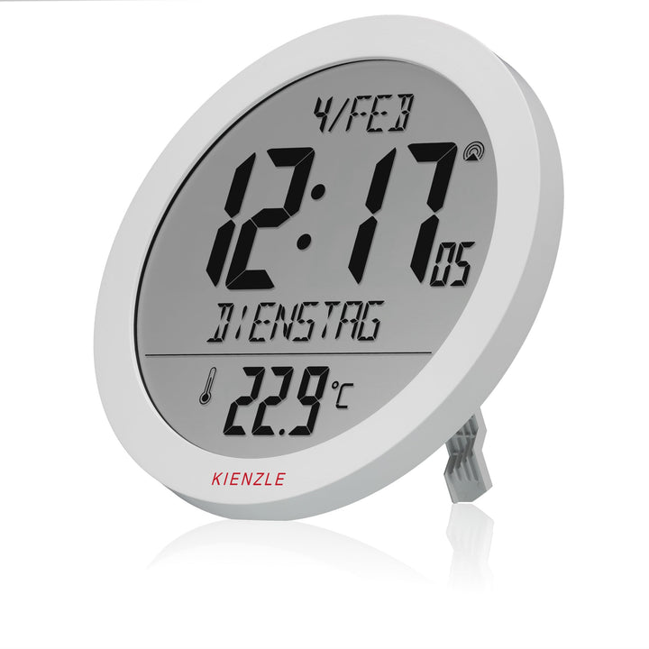 Kienzle DCF Funkwanduhr 18,7 cm mit Innentemperatur weiss