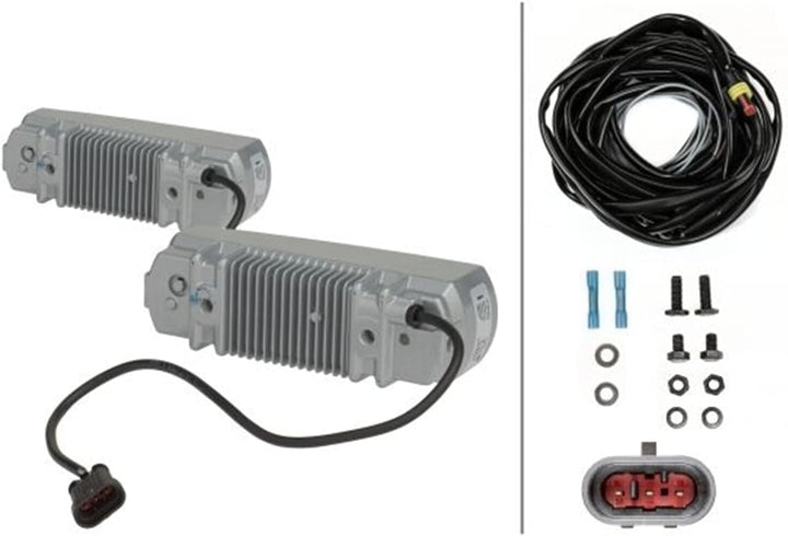 HELLA - LED-Tagfahrleuchtensatz - 24/12V - Anbau - Lichtscheibenfarbe: glasklar - Kabel: 1800mm - Fa