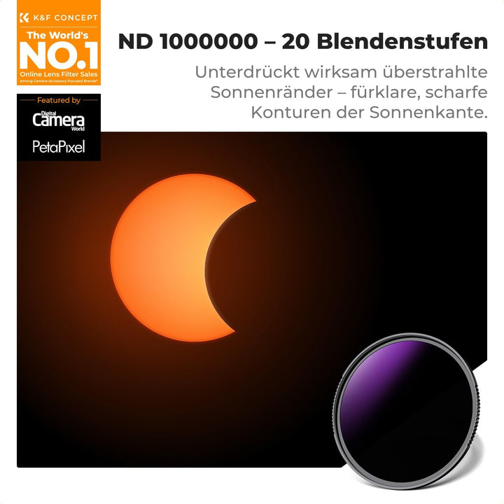 K&amp;F CONCEPT ND1000000 Sonnenfinsternis Handyfilter 58mm mit Universalclip 58mm ND 1000000, 58mm ND 1