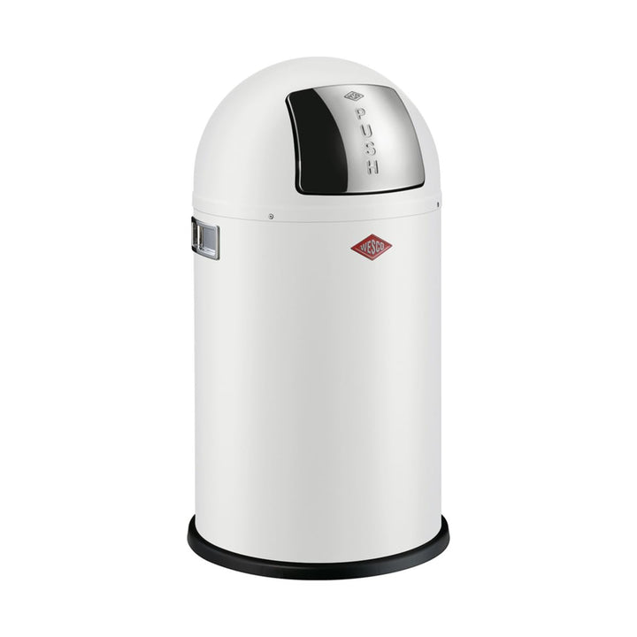 Wesco Pushboy junior Mülleimer in der Farbe weiss matt, pulverbeschichtetes Stahlblech, 22 Liter Vol